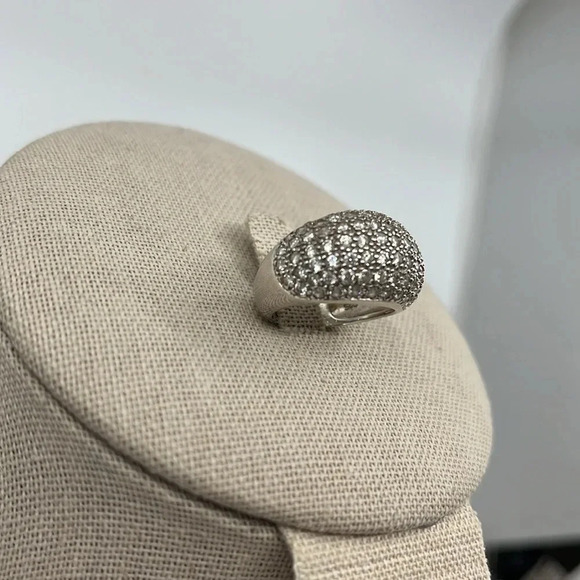 Sterling Silver 925 Pave CZ Dome Ring Size 5.75 - Picture 5 of 10